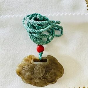 Elegant Hetian Jade Ruyi Pendant Necklace
